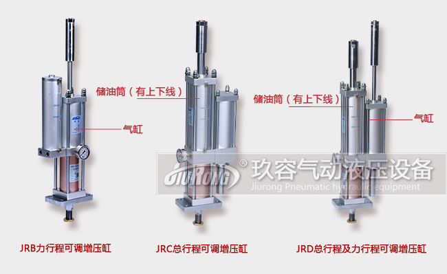 總行程可調(diào)、力行程可調(diào)和及總行程及力行程可調(diào)增壓缸產(chǎn)品在外形上的區(qū)別對比圖