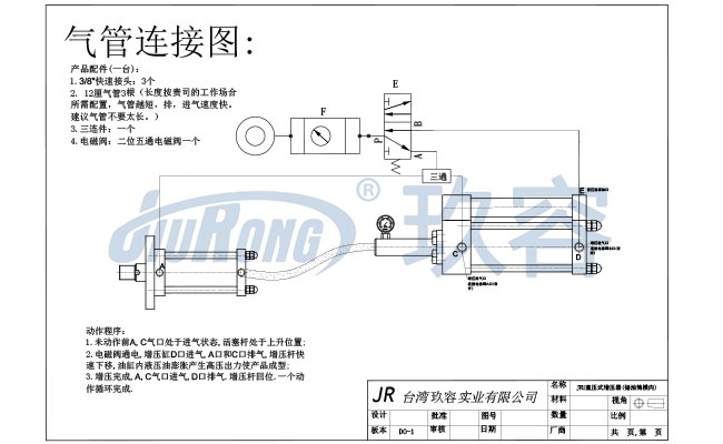 JRU直壓式增壓器(儲(chǔ)油筒橫向)電控氣路連接圖