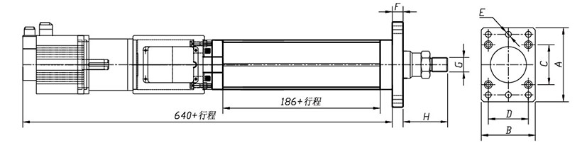 直聯(lián)式電動缸安裝外觀尺寸圖